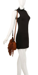 Whipstitching detail fringe crossbody