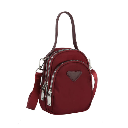 Triple zip top handle crossbody