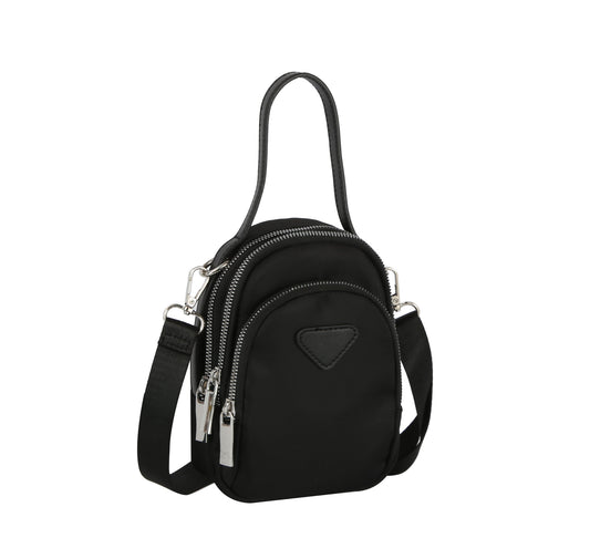 Triple zip top handle crossbody