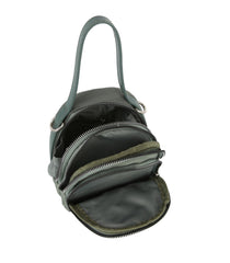 Triple zip top handle crossbody