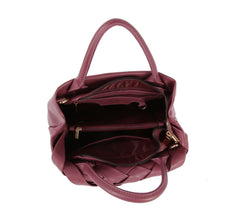 Woven detailed top handle small tote bag