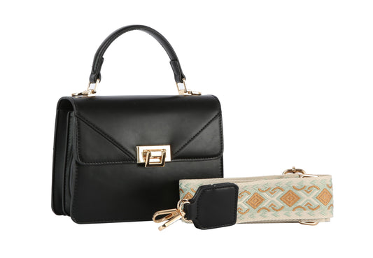 Metal D√©cor front flap squre bag