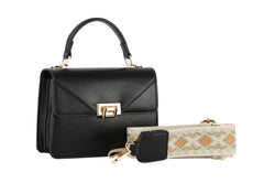 Metal D√©cor front flap squre bag