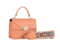 Metal D√©cor front flap squre bag