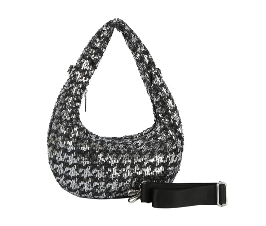 Sequin denim shoulder bag