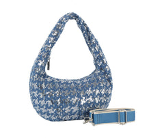 Sequin denim shoulder bag