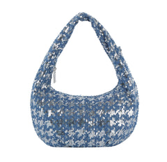 Sequin denim shoulder bag