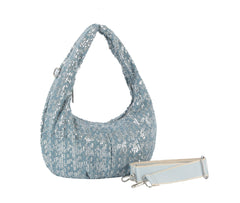 Sequin denim shoulder bag
