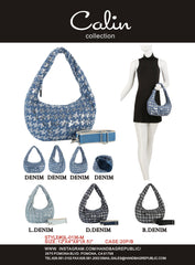 Sequin denim shoulder bag