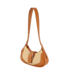 Y2K buckle detailed two tone shoulder bag