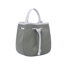 Contrast edge drawstring mini tote
