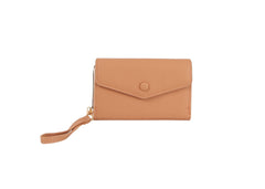 Button detailed trifold wallet