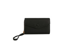 Button detailed trifold wallet