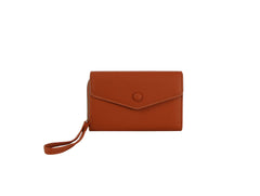 Button detailed trifold wallet