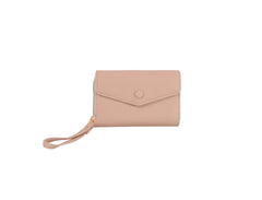 Button detailed trifold wallet