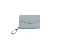 Button detailed trifold wallet