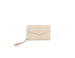 Button detailed trifold wallet