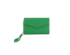 Button detailed trifold wallet
