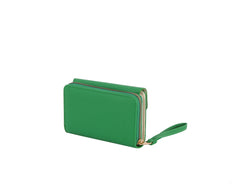 Button detailed trifold wallet