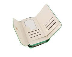 Button detailed trifold wallet