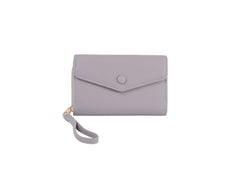 Button detailed trifold wallet