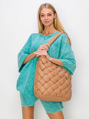 Padded woven tie handle hobo