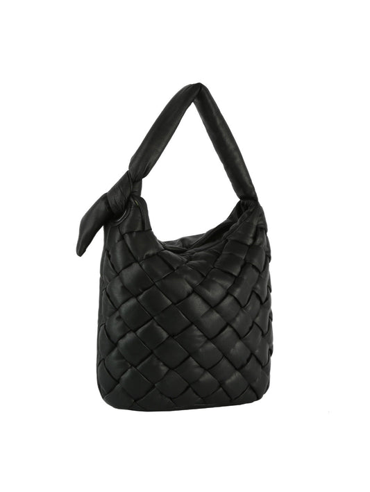Padded woven tie handle hobo
