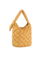 Padded woven tie handle hobo