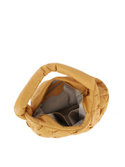 Padded woven tie handle hobo