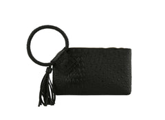 HF  Tassel Accented Embossed Wristlet Clutch  JYV-0374
