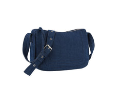 Stitched denim messanger crossbody