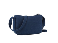 Stitched denim messanger crossbody