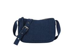 Stitched denim messanger crossbody