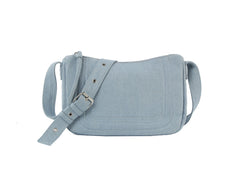 Stitched denim messanger crossbody