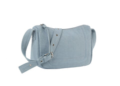 Stitched denim messanger crossbody