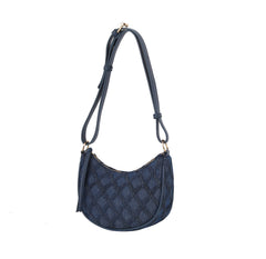 Embroidered half moon shoulder bag