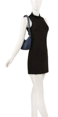 Embroidered half moon shoulder bag