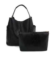 Women Crocodile Pattern Top Handle Satchel Bag