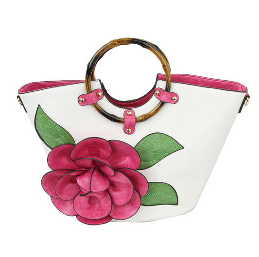 Women Flower Satchel Evening Purse Handbag