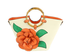 Women Flower Satchel Evening Purse Handbag