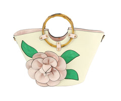 Women Flower Satchel Evening Purse Handbag