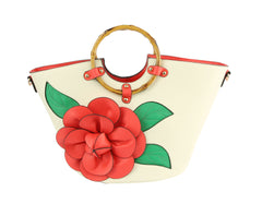 Women Flower Satchel Evening Purse Handbag