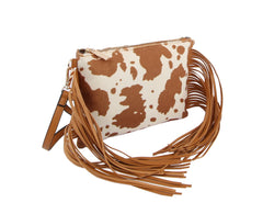 Women Cow Print Shoulder Bag Satchel Clutch