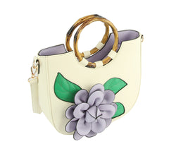Women Flower Satchel Evening Purse Two Handle