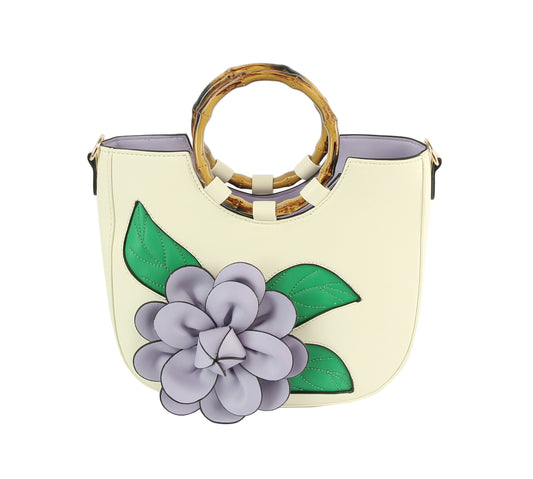 Women Flower Satchel Evening Purse Two Handle