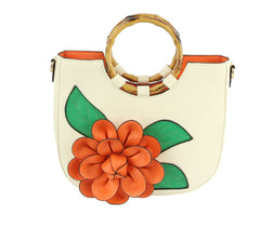 Women Flower Satchel Evening Purse Two Handle