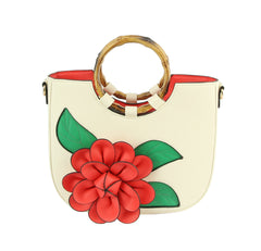 Women Flower Satchel Evening Purse Two Handle