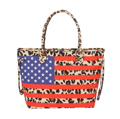 USA Tote Shoulder Handbag Flag Top Handle