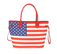USA Tote Shoulder Handbag Flag Top Handle