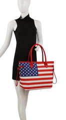 USA Tote Shoulder Handbag Flag Top Handle